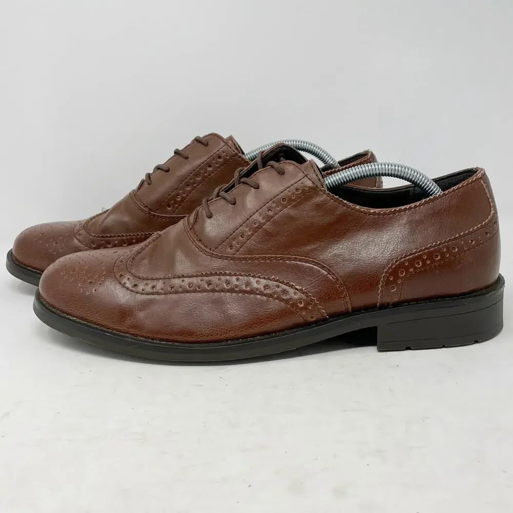 Dexter Comfort Brown Faux Leather Wingtip Oxfords Mens Size 12